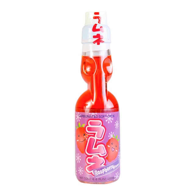 HATAKOSEN Ramune Soda - Raspberry Flavor Japanese Drink, 6.76 fl oz