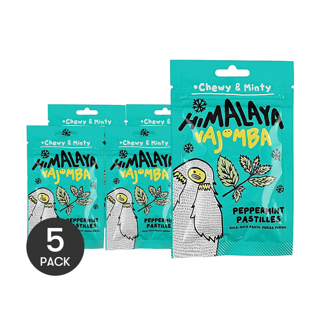 BIG FOOT Himalaya Vajomba Peppermint Chewy Mint Pastilles,Gummy Candy, 0.88 oz 5 Packs