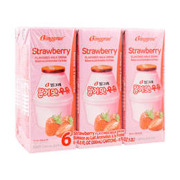 Strawberry Flavored Milk Drink,Korean Sweet and Creamy Beverage,6.8 fl oz*6 Pack