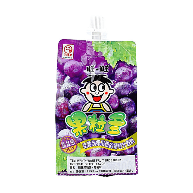 WANT WANT Fruit Juice,Grape Flavor,8.45 fl oz【Contains Coconut Jelly