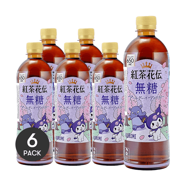 COCA-COLA Kocha Kaden Sugar-Free Earl Grey Iced Tea, Sanrio Kuromi 21.97 fl oz【6 Packs】