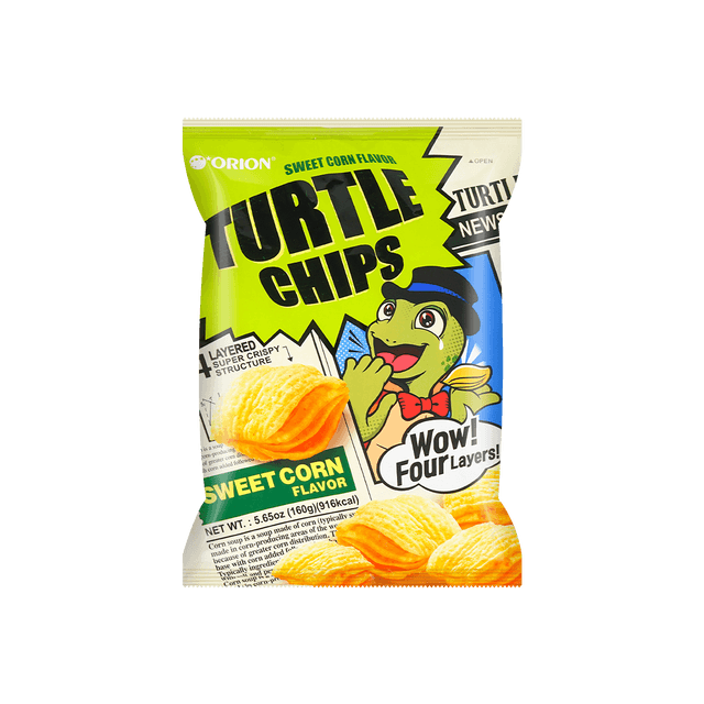 ORION Turtle Chips Sweet Corn Flavor,Crispy Korean Party Corn Snacks,5.64 oz