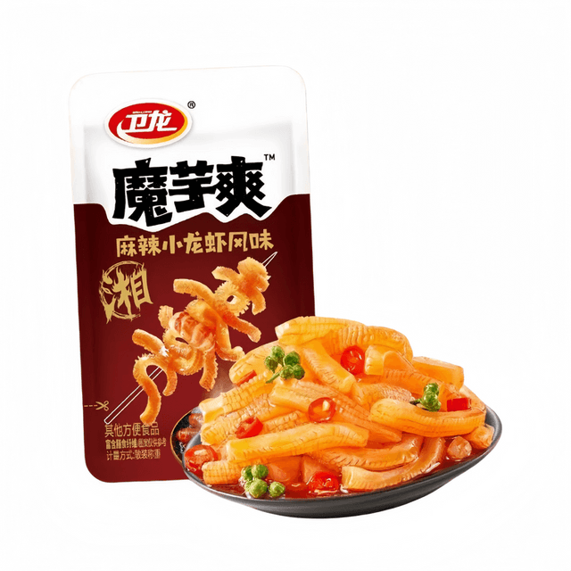WEILONG Spicy Konjac Snack - Crayfish Flavor, 6 Packs (about 50g)