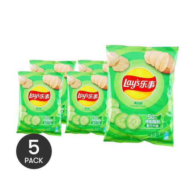 Lay's Cucumber Potato Chips, 2.46 oz*5【Value Pack】