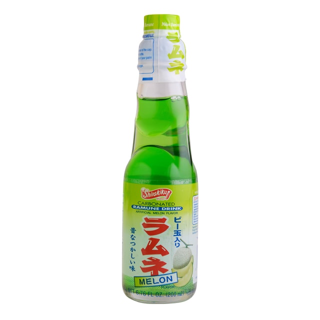 SHIRAKIKU Ramune Drink,Japanese Marble Soda,Melon Flavor, 6.76 fl oz