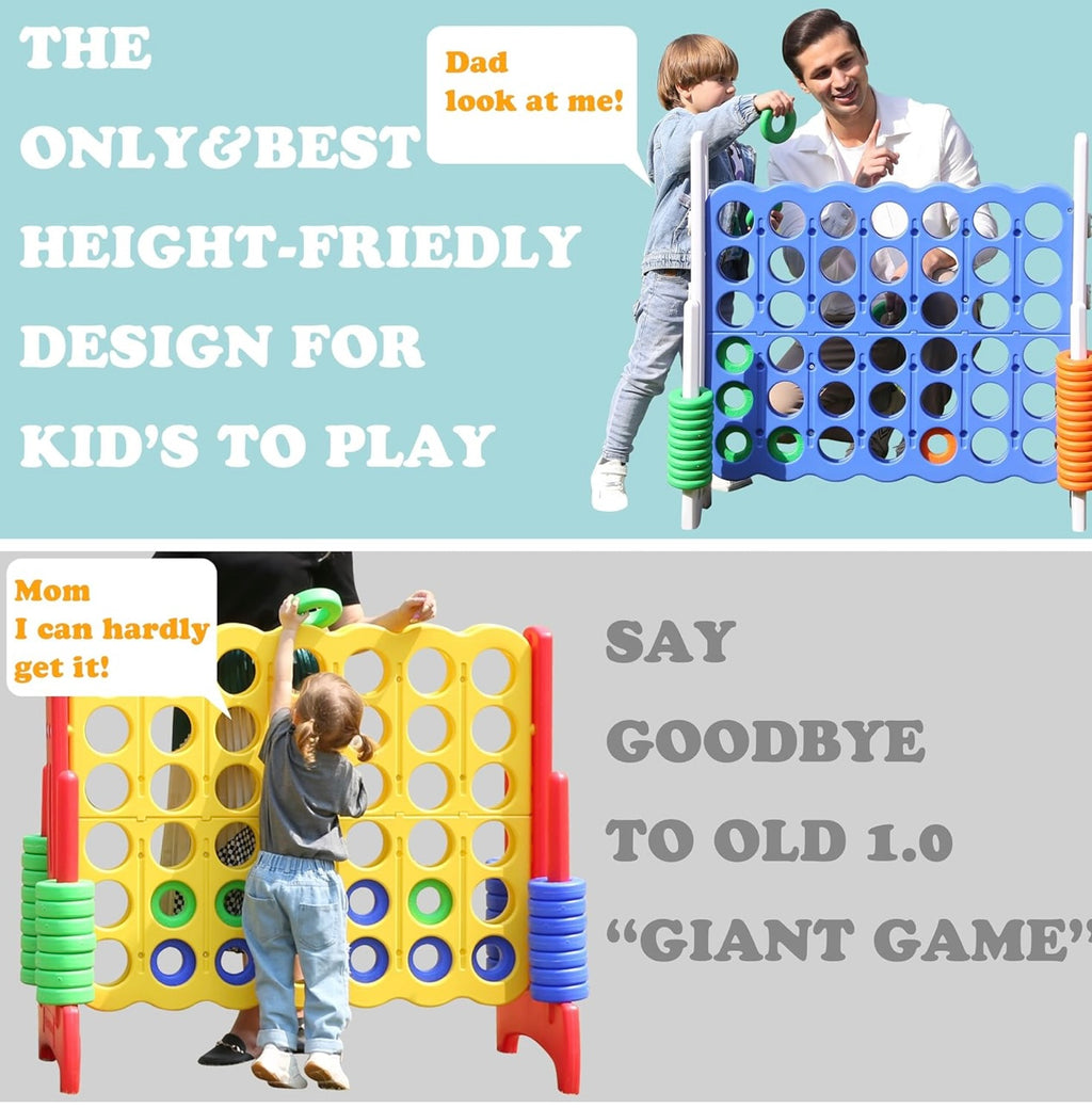 SDADI Jumbo 4 in a Row Game, 4-to-Score Giant Game Set with Adjustable Height (2.5-3.5 FT) for Kids & Adults