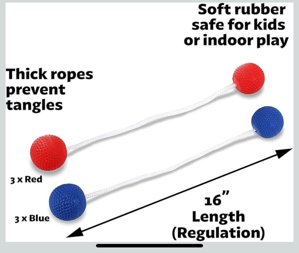 Ladder Toss Indoor & Outdoor Game Set with 6 Soft Rubber Bolo Balls and Travel Carrying Case