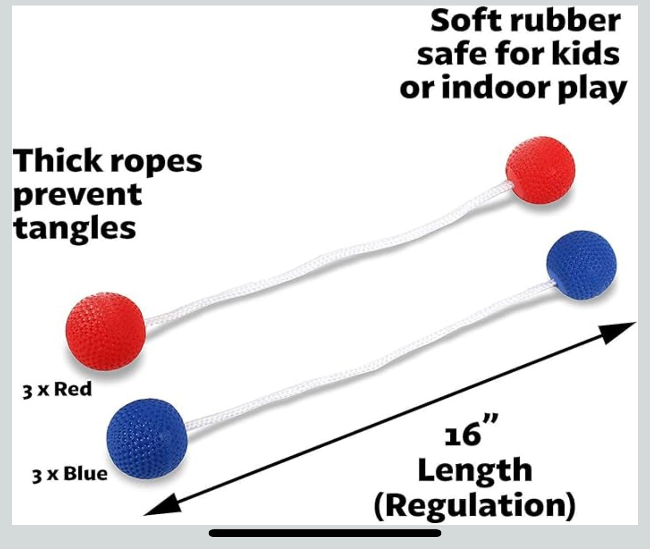 Ladder Toss Indoor & Outdoor Game Set with 6 Soft Rubber Bolo Balls and Travel Carrying Case