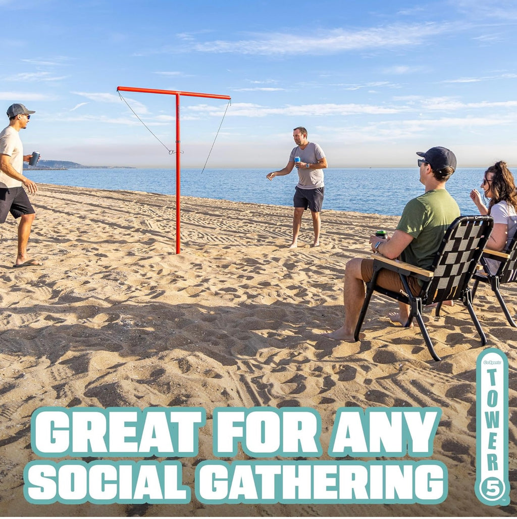 Tower 5 Giant Ring Swing Versus Game for Adults and Family - Hook and Ring Outdoor Yard Game
