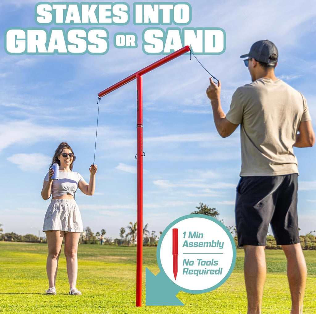 Tower 5 Giant Ring Swing Versus Game for Adults and Family - Hook and Ring Outdoor Yard Game