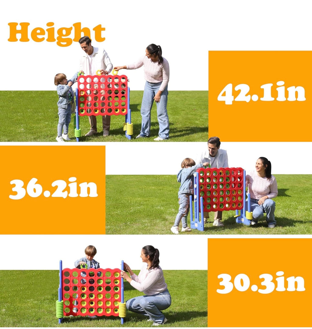 SDADI Jumbo 4 in a Row Game, 4-to-Score Giant Game Set with Adjustable Height (2.5-3.5 FT) for Kids & Adults