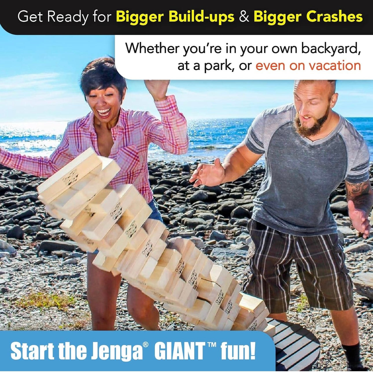 Jenga GIANT - Hardwood Blocks - Stacks to Over 5 feet - Officially Licensed - JS7