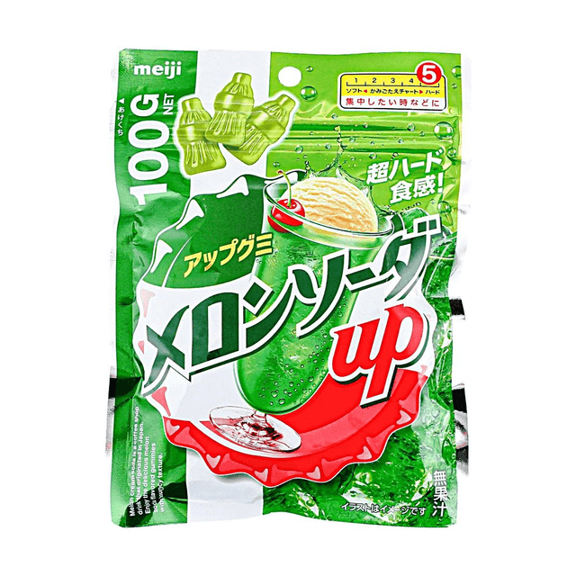 MEIJI Melon Soda Up Hard Gummy 3.53 oz 【Refreshing Soda】