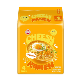Cheddar Flavor, Non-Spicy Creamy & Savory Korean Instant Cheese Noodles ,3.92 oz*4 Pack, 15.7 oz