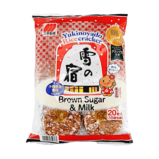 SANKO Yuki no Yado Rice Cracker Brown Sugar & Milk Flavor 12 Pieces 3.6 oz