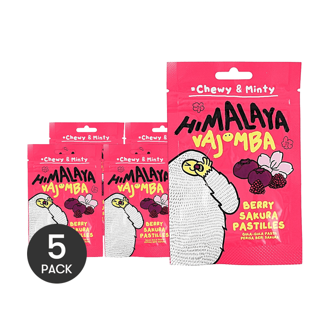 BIG FOOT Himalaya Vajomba Berry Sakura Chewy Mint Pastilles, Gummy Candy, 0.88 oz 5 Packs