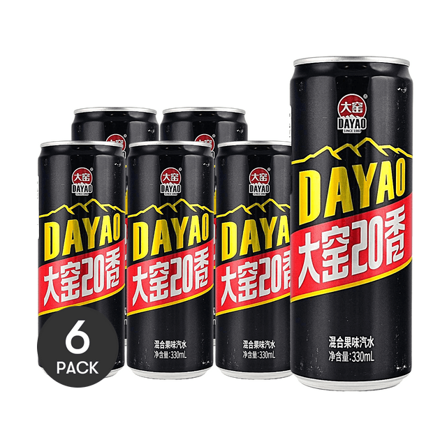 DA YAO Mixed Fruit Flavor Soda 11.16 fl oz Refreshing Sparkling Drink *6【6 Packs
